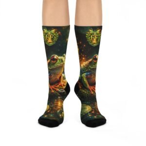 echoflame frog galaxy crew socks — vibrant cosmic tree frog cushioned socks