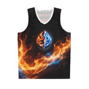 echoflame flame & ice emblem basketball jersey | all over print