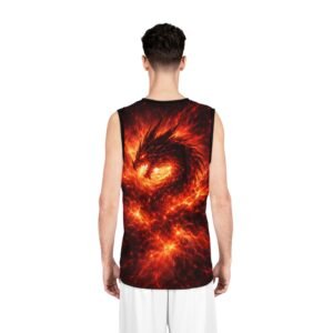 echoflame fiery phoenix and dragon basketball jersey | all over print