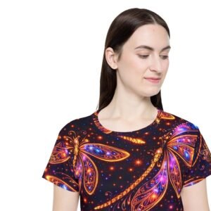echoflame dragonfly galaxy women’s sports jersey — vibrant neon dragonfly all over print