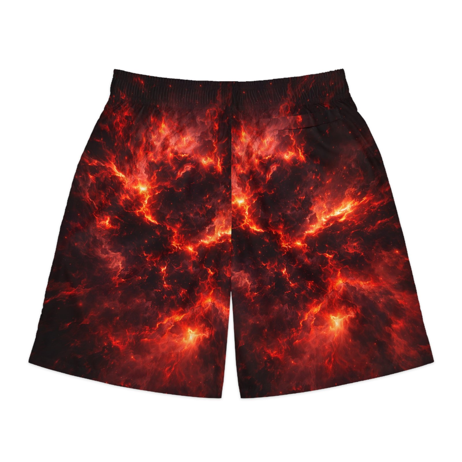 echoflame men's flame nebula jogger shorts — fiery all over print echoflame men's flame nebula jogger shorts — fiery all over print