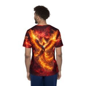 echoflame phoenix flame sports jersey — all over print athletic tee with fiery phoenix