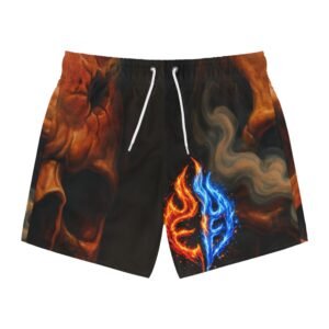 echoflame fire and ice mask swim trunks | flame duality all over print