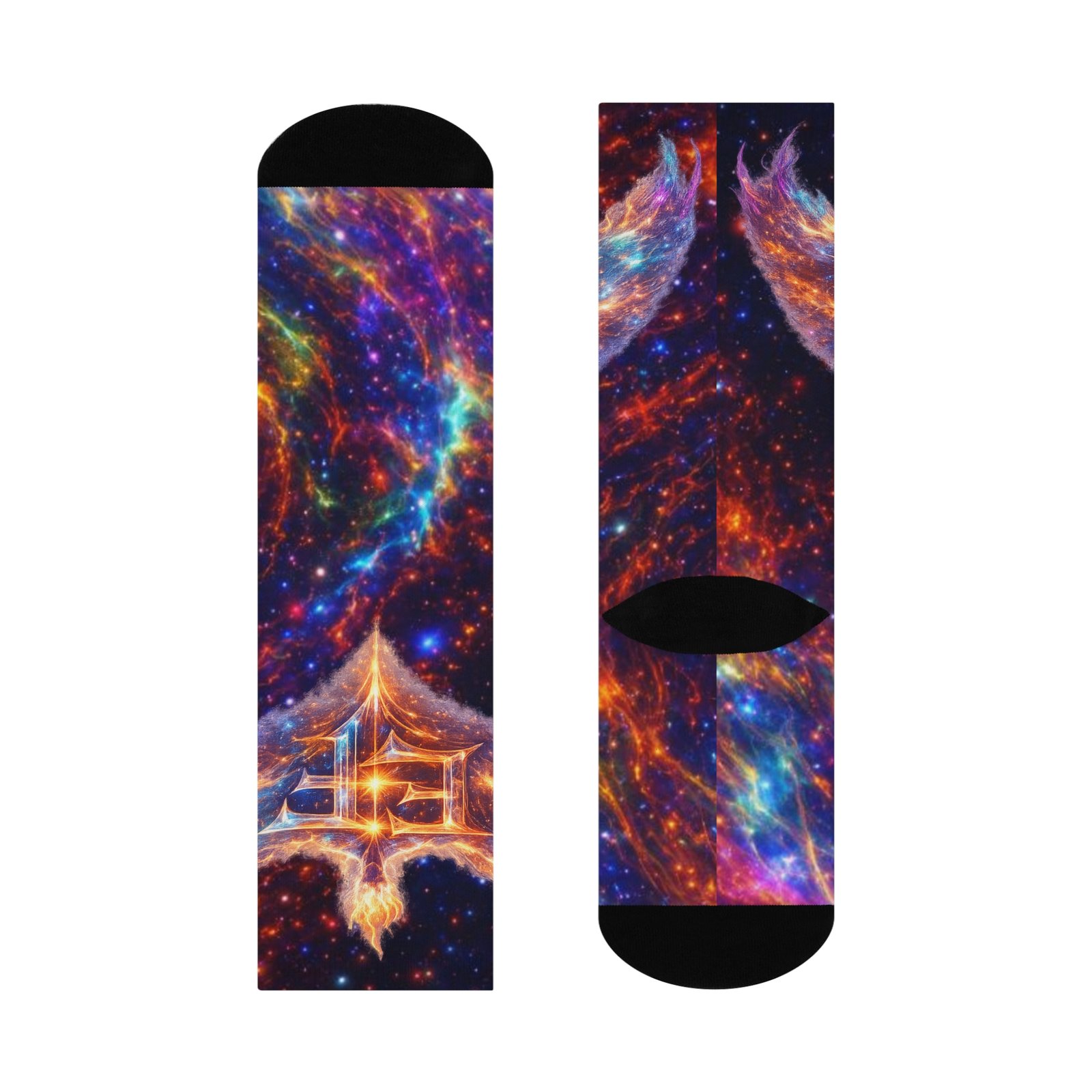 echoflame galaxy flame 'fe' cushioned crew socks — space nebula graphic socks echoflame galaxy flame 'fe' cushioned crew socks — space nebula graphic socks