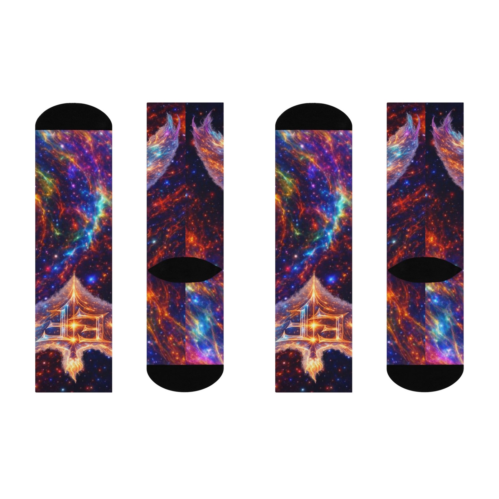echoflame galaxy flame 'fe' cushioned crew socks — space nebula graphic socks echoflame galaxy flame 'fe' cushioned crew socks — space nebula graphic socks