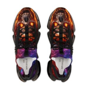echoflame galaxy flame skull mesh sneakers men's athletic shoes with cosmic fire print