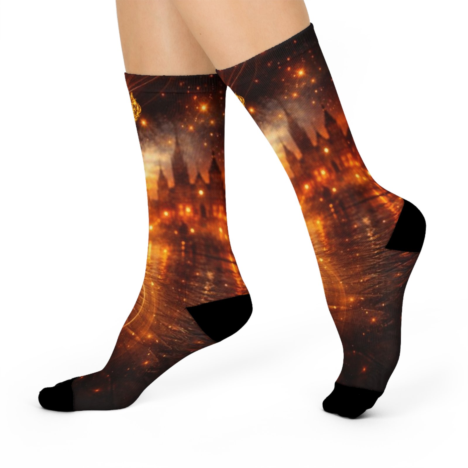 echoflame galaxy castle crew socks — golden starry night cushion crew echoflame galaxy castle crew socks — golden starry night cushion crew