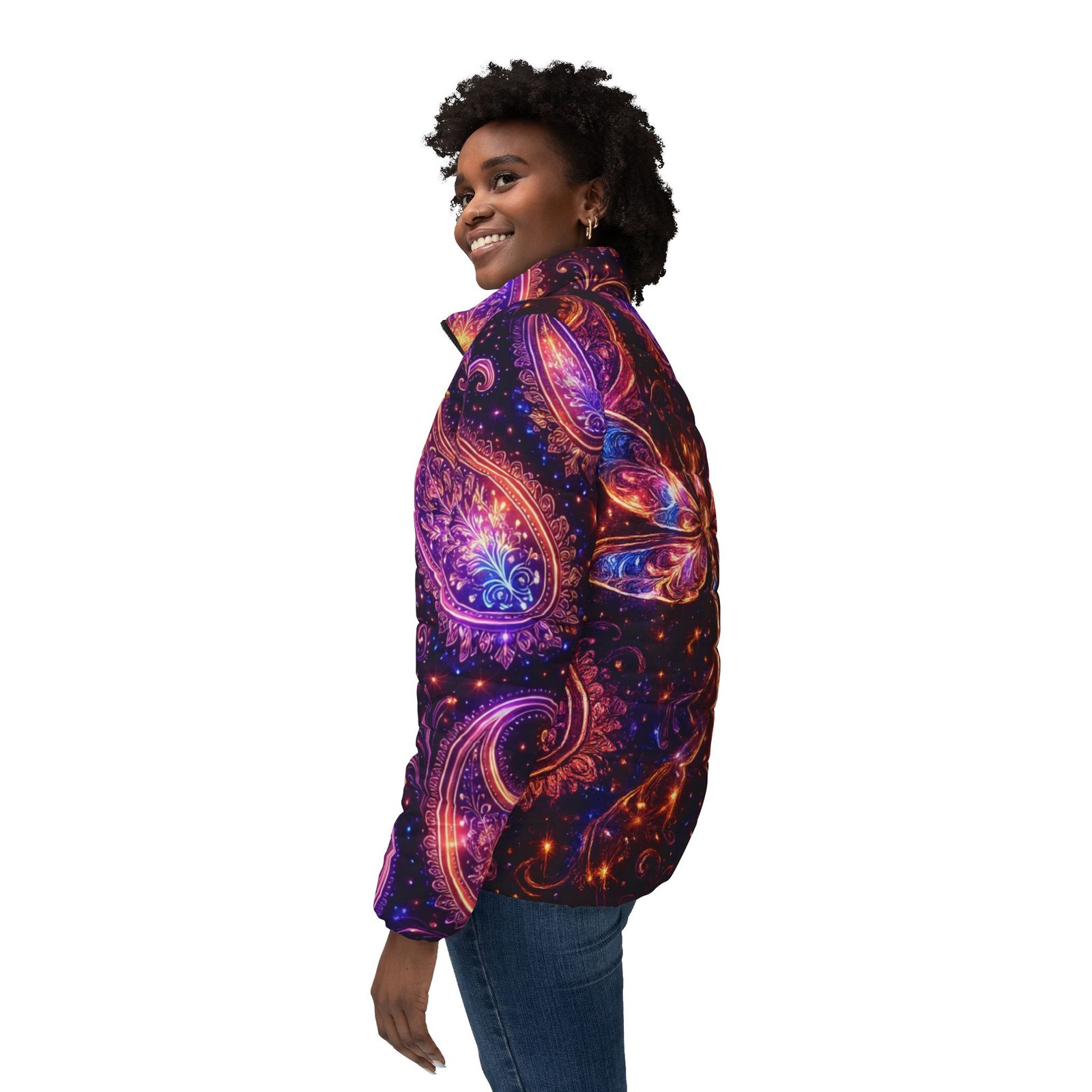 echoflame dragonfly paisley puffer jacket — women's winter coat echoflame dragonfly paisley puffer jacket — women's winter coat