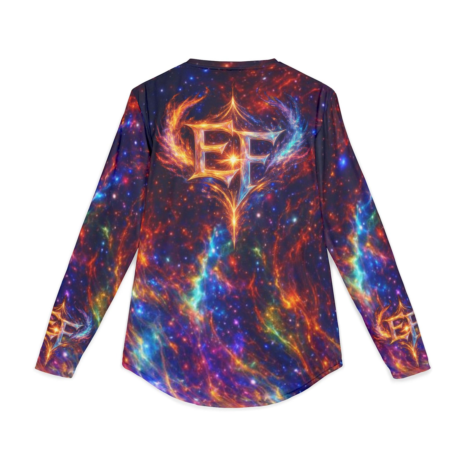 echoflame galaxy flame logo long sleeve shirt — uv protection men's athletic top echoflame galaxy flame logo long sleeve shirt — uv protection men's athletic top