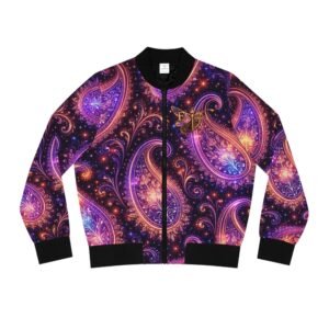 echoflame dragonfly paisley bomber jacket — purple galaxy floral flight print