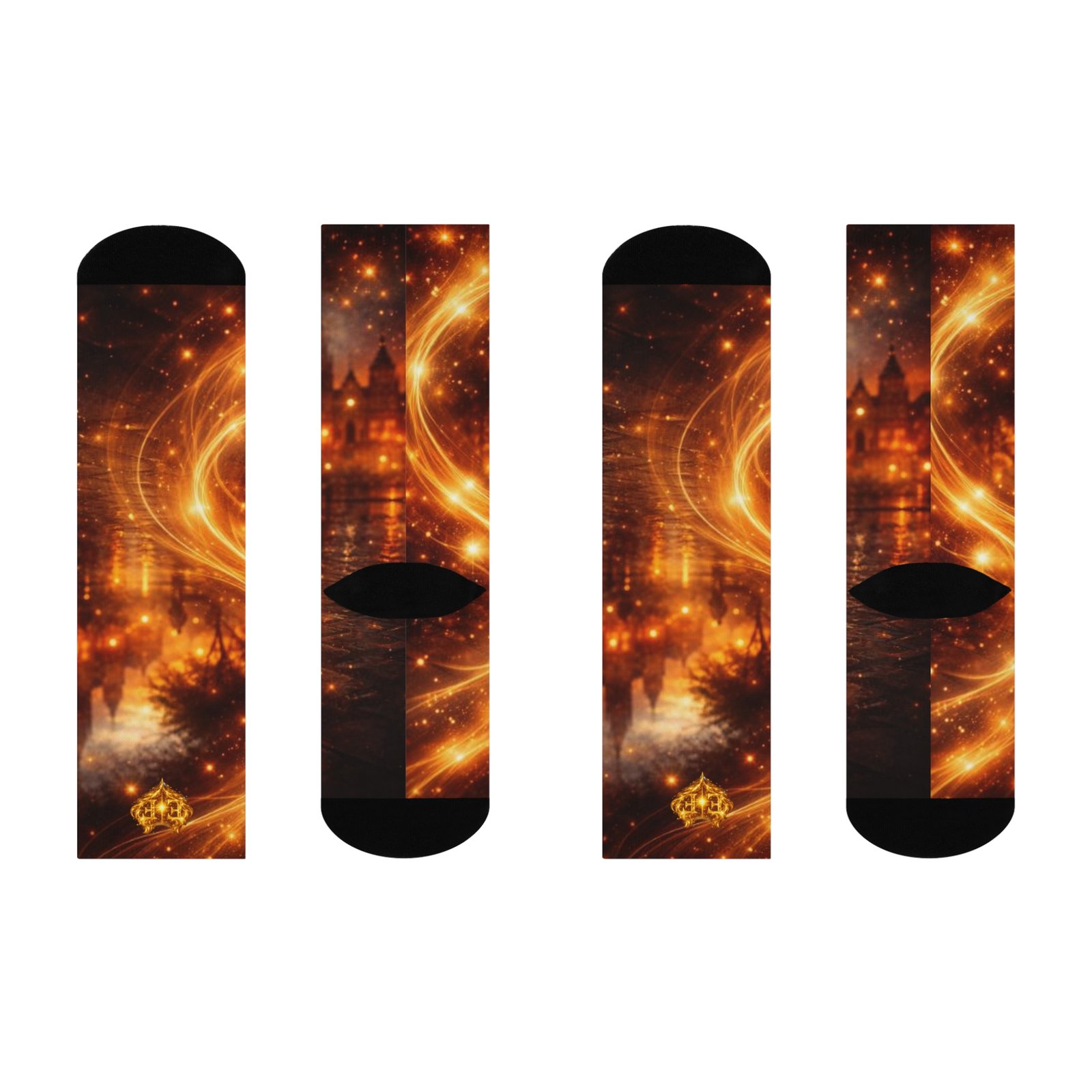echoflame galaxy castle crew socks — golden starry night cushion crew echoflame galaxy castle crew socks — golden starry night cushion crew