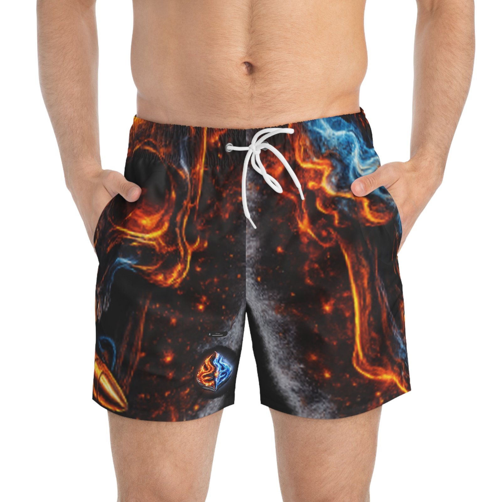 echoflame fiery skull flames swim trunks | all over print echoflame fiery skull flames swim trunks | all over print