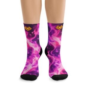 echoflame purple nebula socks | space tie dye crew socks