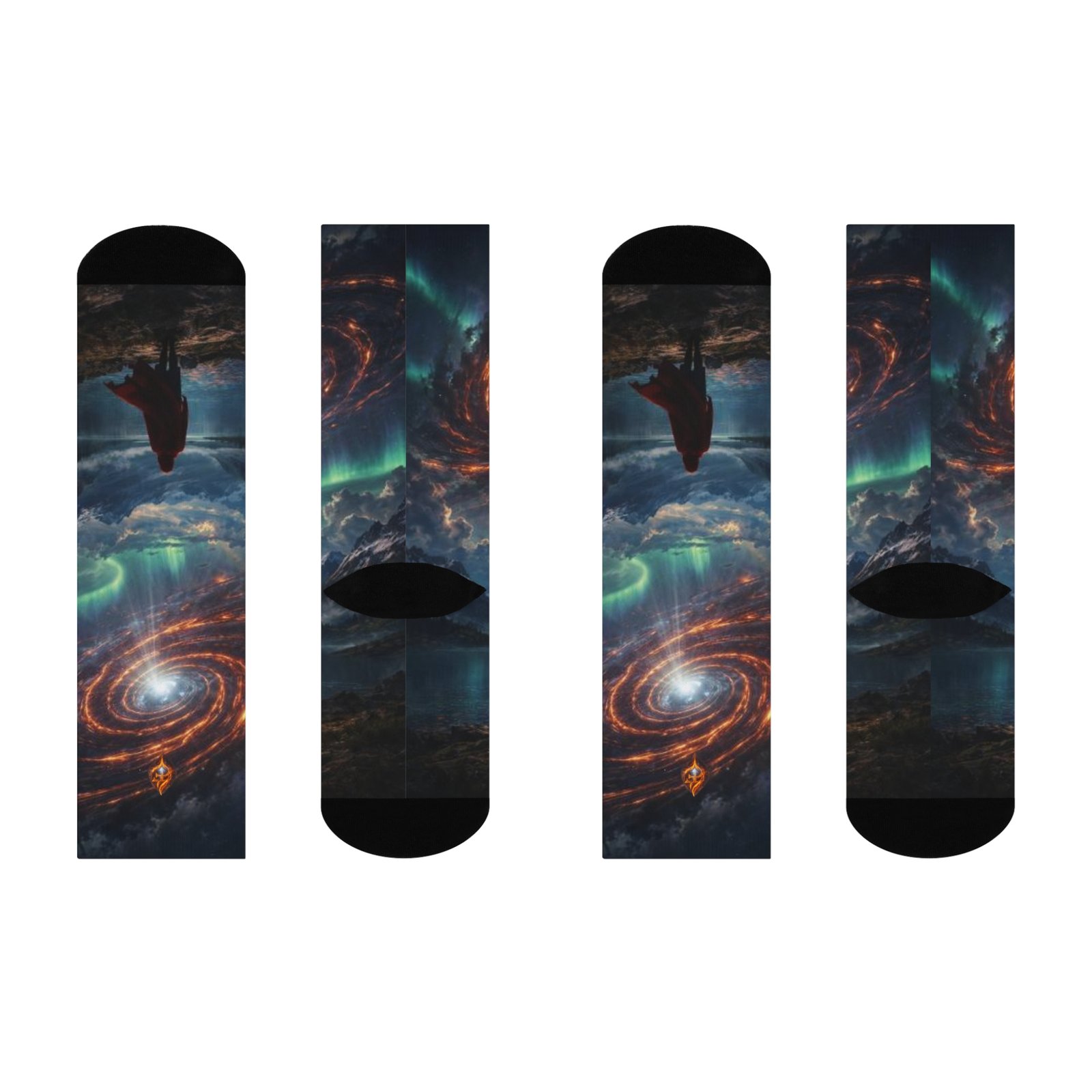 echoflame galactic aurora spiral crew socks | space night sky socks echoflame galactic aurora spiral crew socks | space night sky socks