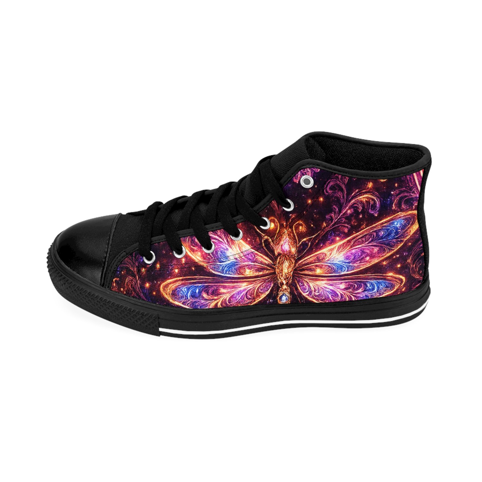 echoflame high top sneakers — purple fantasy dragonfly design echoflame high top sneakers — purple fantasy dragonfly design