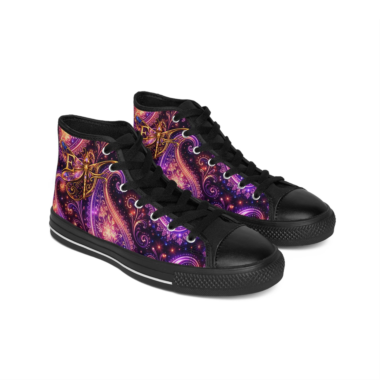 echoflame high top sneakers — purple fantasy dragonfly design echoflame high top sneakers — purple fantasy dragonfly design