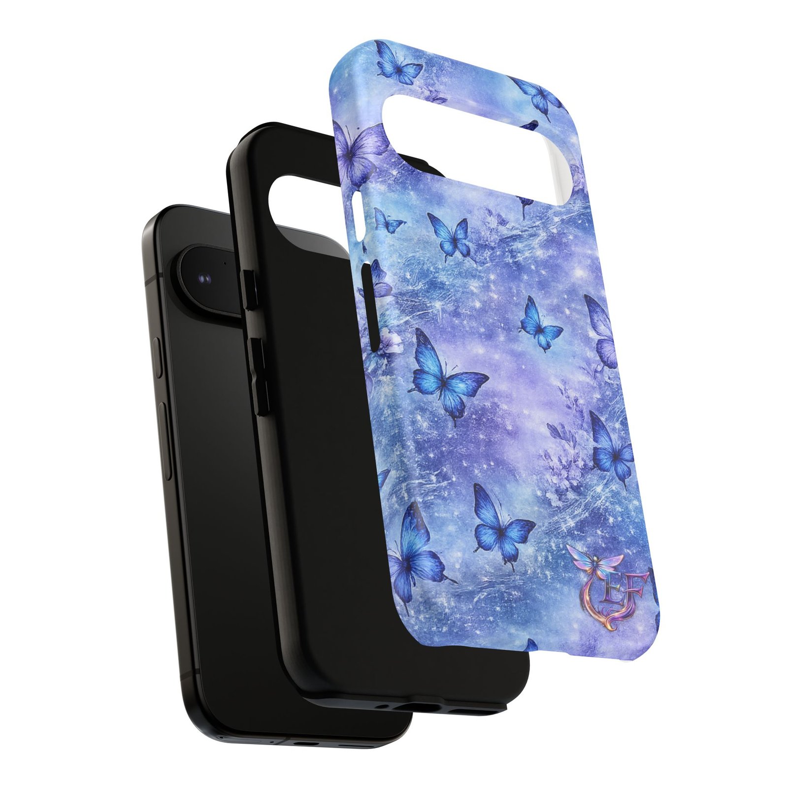 echoflame butterfly galaxy phone case — blue floral tough case echoflame butterfly galaxy phone case — blue floral tough case