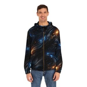 echoflame galaxy flame full zip hoodie — cosmic swirl all over print