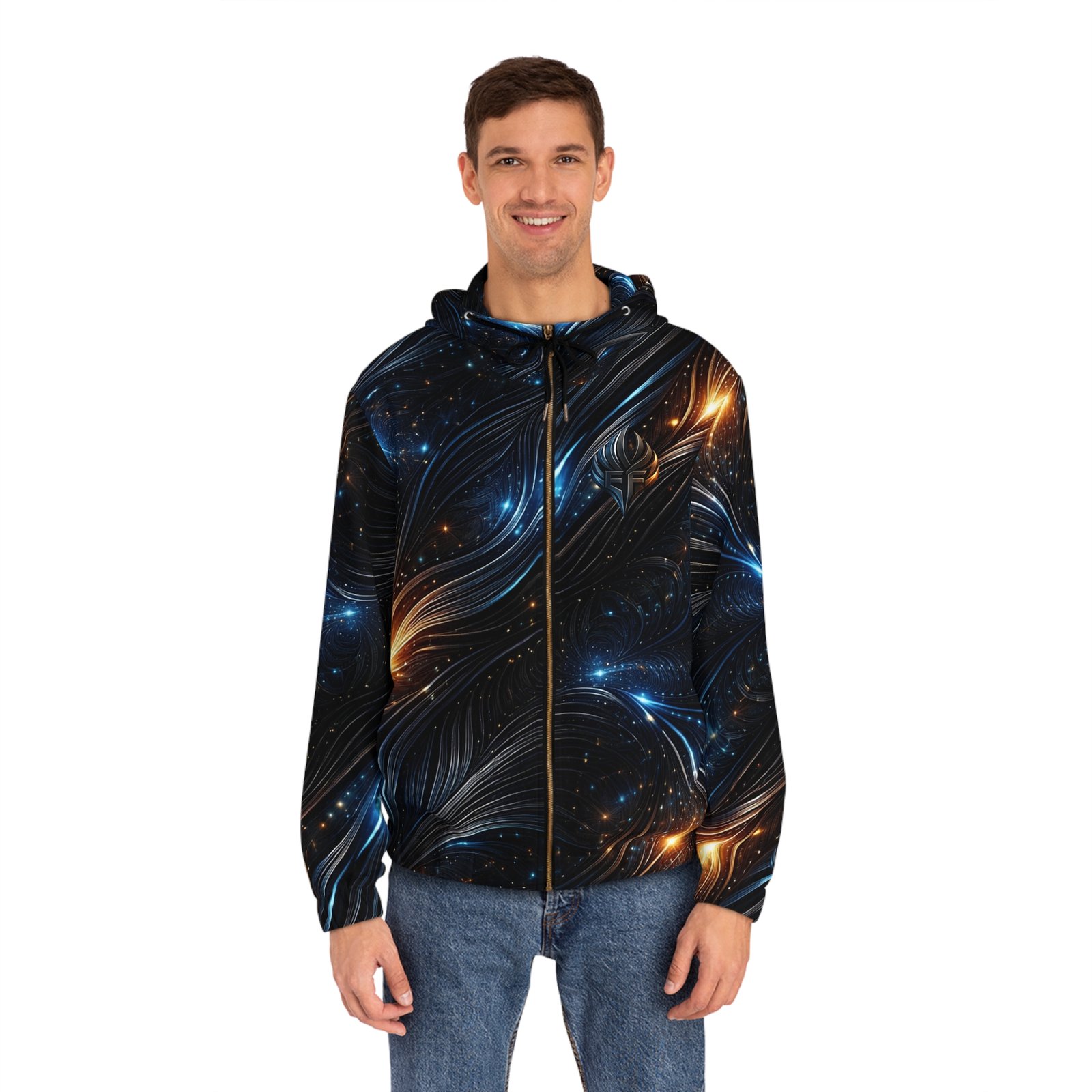 echoflame galaxy flame full zip hoodie — cosmic swirl all over print echoflame galaxy flame full zip hoodie — cosmic swirl all over print