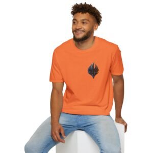 echoflame ember crest graphic t shirt — metallic flame emblem tee