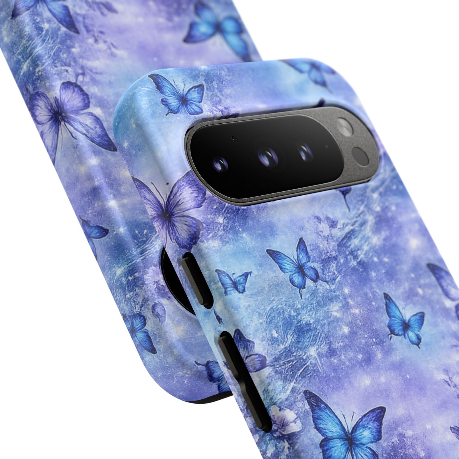 echoflame butterfly galaxy phone case — blue floral tough case echoflame butterfly galaxy phone case — blue floral tough case