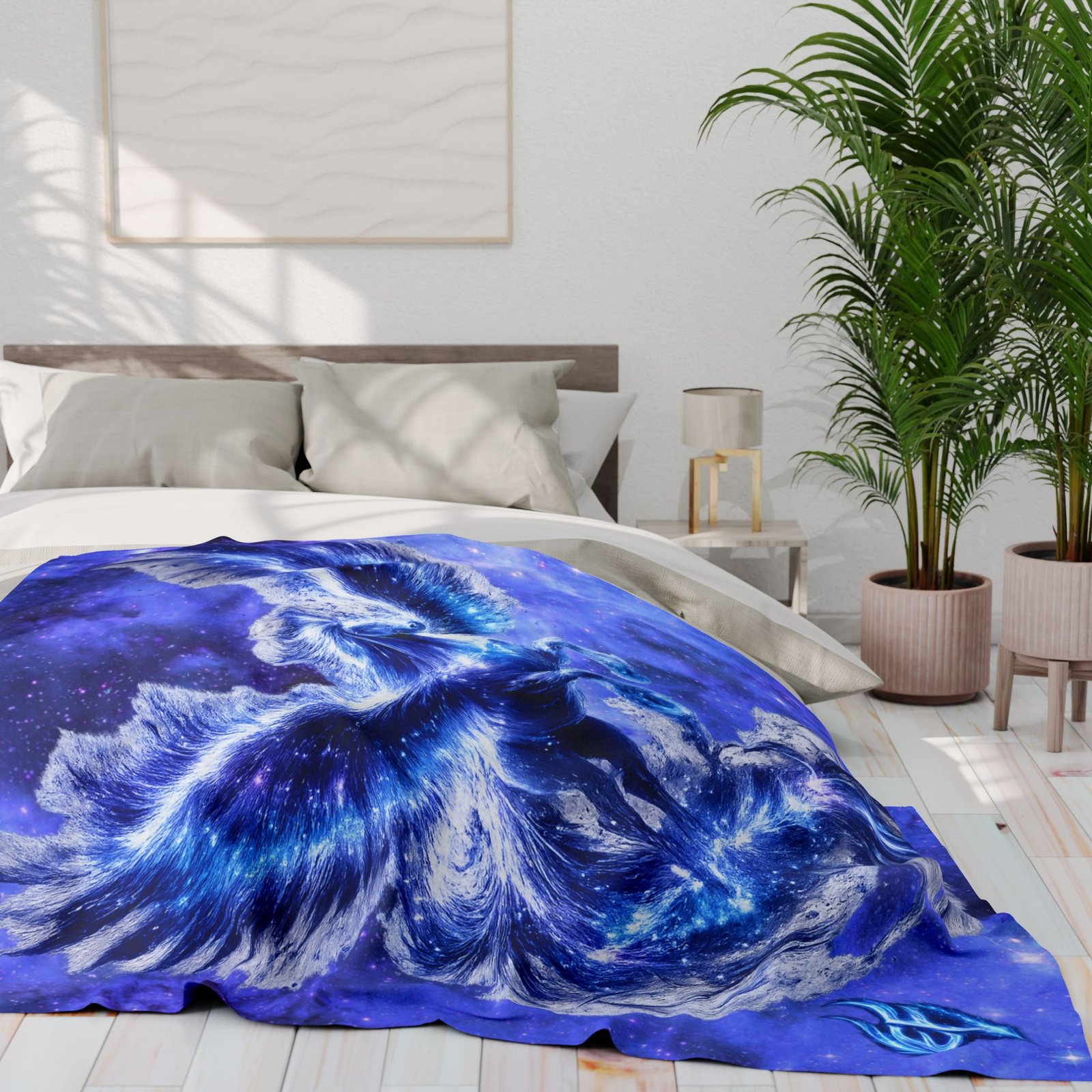 echoflame arctic pegasus fleece blanket — blue cosmic ice winged horse throw echoflame arctic pegasus fleece blanket — blue cosmic ice winged horse throw