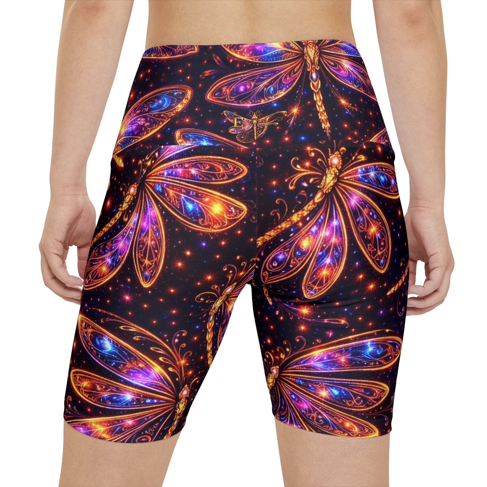 echoflame dragonfly print women's workout shorts — vibrant galaxy aop activewear echoflame dragonfly print women's workout shorts — vibrant galaxy aop activewear