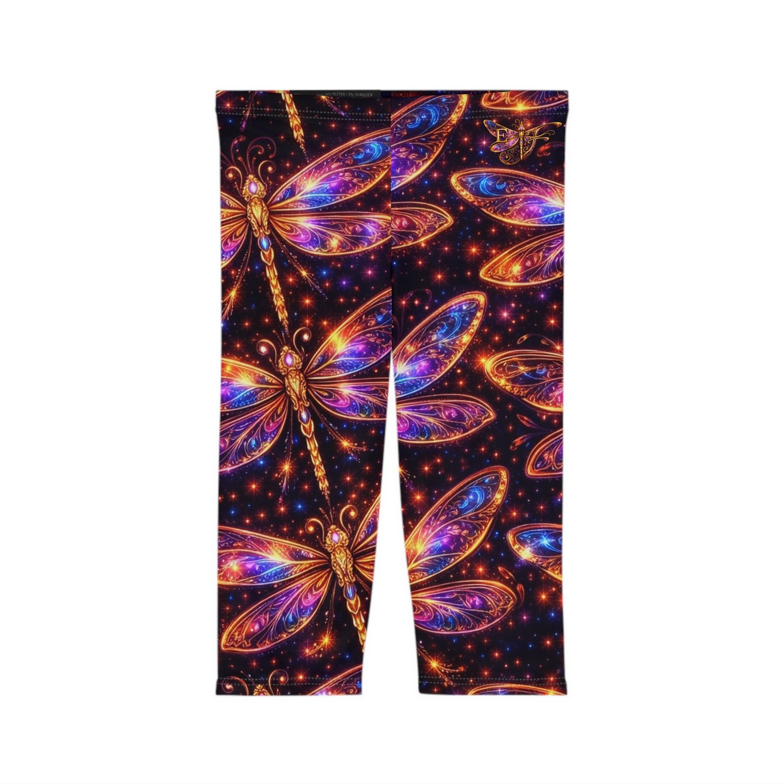 echoflame capri leggings — vibrant dragonfly galaxy print women’s activewear (all over print) echoflame capri leggings — vibrant dragonfly galaxy print women’s activewear (all over print)
