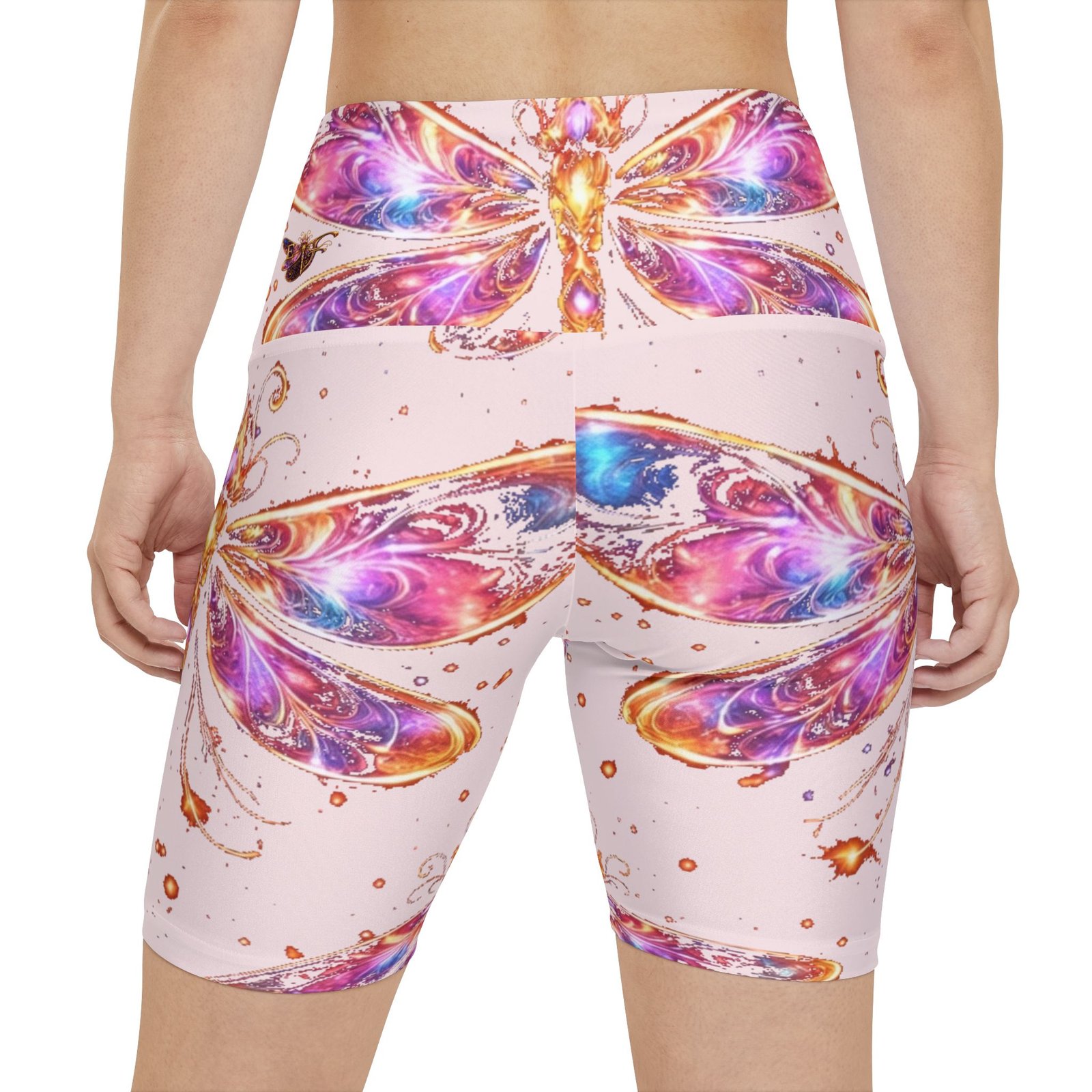 echoflame dragonfly yoga shorts — pink watercolor fitness biker shorts echoflame dragonfly yoga shorts — pink watercolor fitness biker shorts