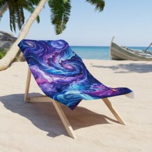 echo flame cosmic swirl beach towel — galaxy wave nautical mermaid design