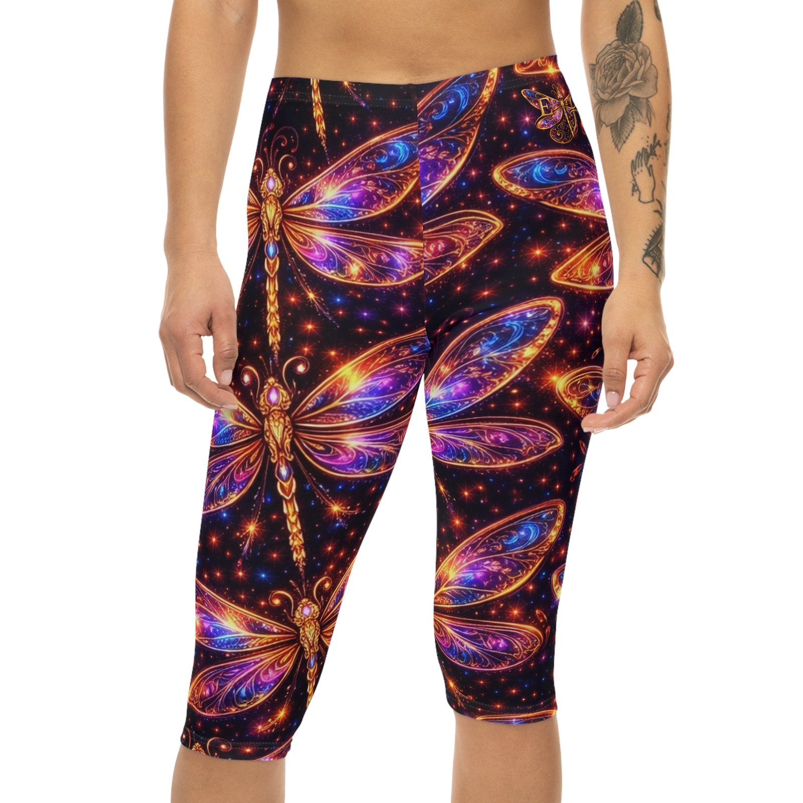 echoflame capri leggings — vibrant dragonfly galaxy print women’s activewear (all over print) echoflame capri leggings — vibrant dragonfly galaxy print women’s activewear (all over print)