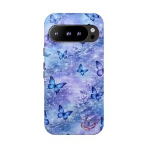 echoflame butterfly galaxy phone case — blue floral tough case