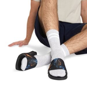 echoflame men's slide sandals — futuristic cosmic knight graphic removable strap slides
