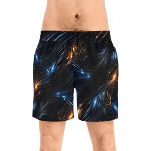 echoflame galaxy swirl swim shorts — men's mid length space print