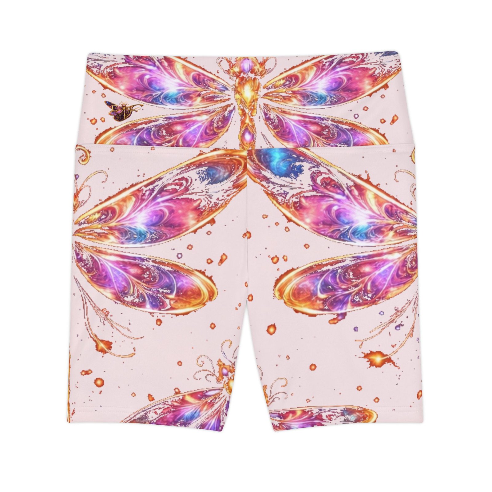 echoflame dragonfly yoga shorts — pink watercolor fitness biker shorts echoflame dragonfly yoga shorts — pink watercolor fitness biker shorts