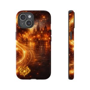 echoflame magic city nightphone tough case – golden sparkle river design