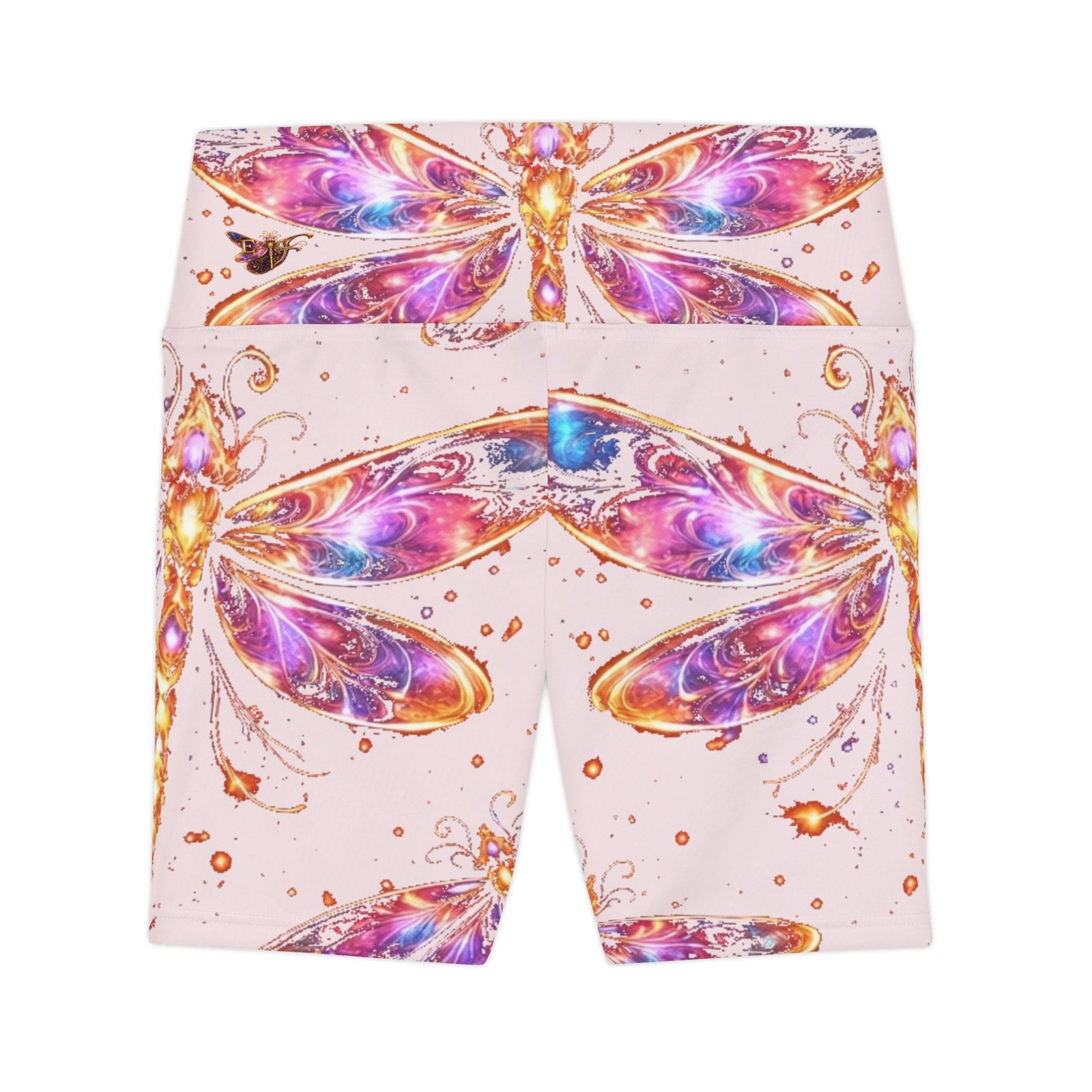 echoflame dragonfly yoga shorts — pink watercolor fitness biker shorts echoflame dragonfly yoga shorts — pink watercolor fitness biker shorts