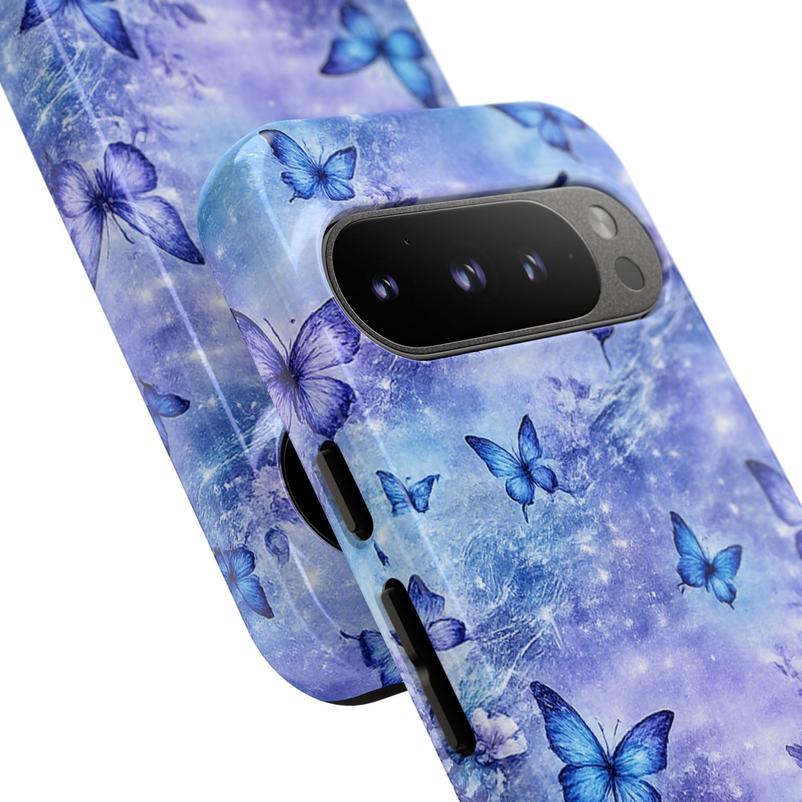 echoflame butterfly galaxy phone case — blue floral tough case echoflame butterfly galaxy phone case — blue floral tough case