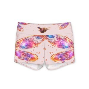 echoflame butterfly galaxy yoga shorts — women’s high waist floral cosmic activewear