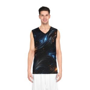 echoflame galaxy blaze basketball jersey — cosmic flame all over print