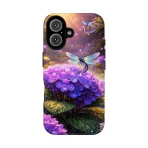 echoflame dragonfly floral phone case — purple hydrangea fantasy tough case