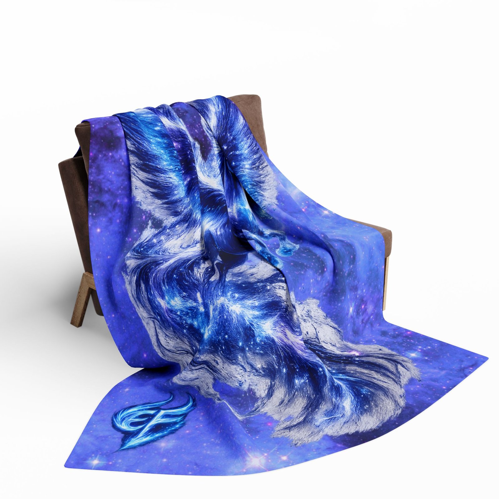 echoflame arctic pegasus fleece blanket — blue cosmic ice winged horse throw echoflame arctic pegasus fleece blanket — blue cosmic ice winged horse throw