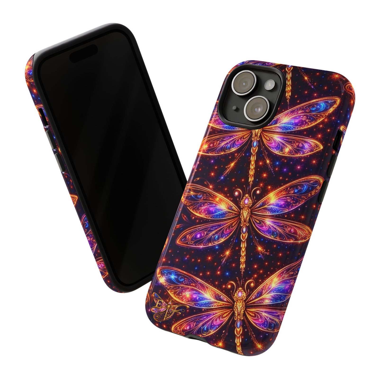 echoflame dragonfly galaxy tough phone case — vivid neon dragonflies protective cover echoflame dragonfly galaxy tough phone case — vivid neon dragonflies protective cover