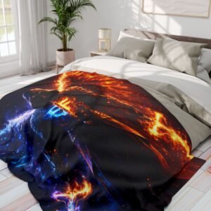 echoflame seraph fleece blanket — cosmic duality hooded throw