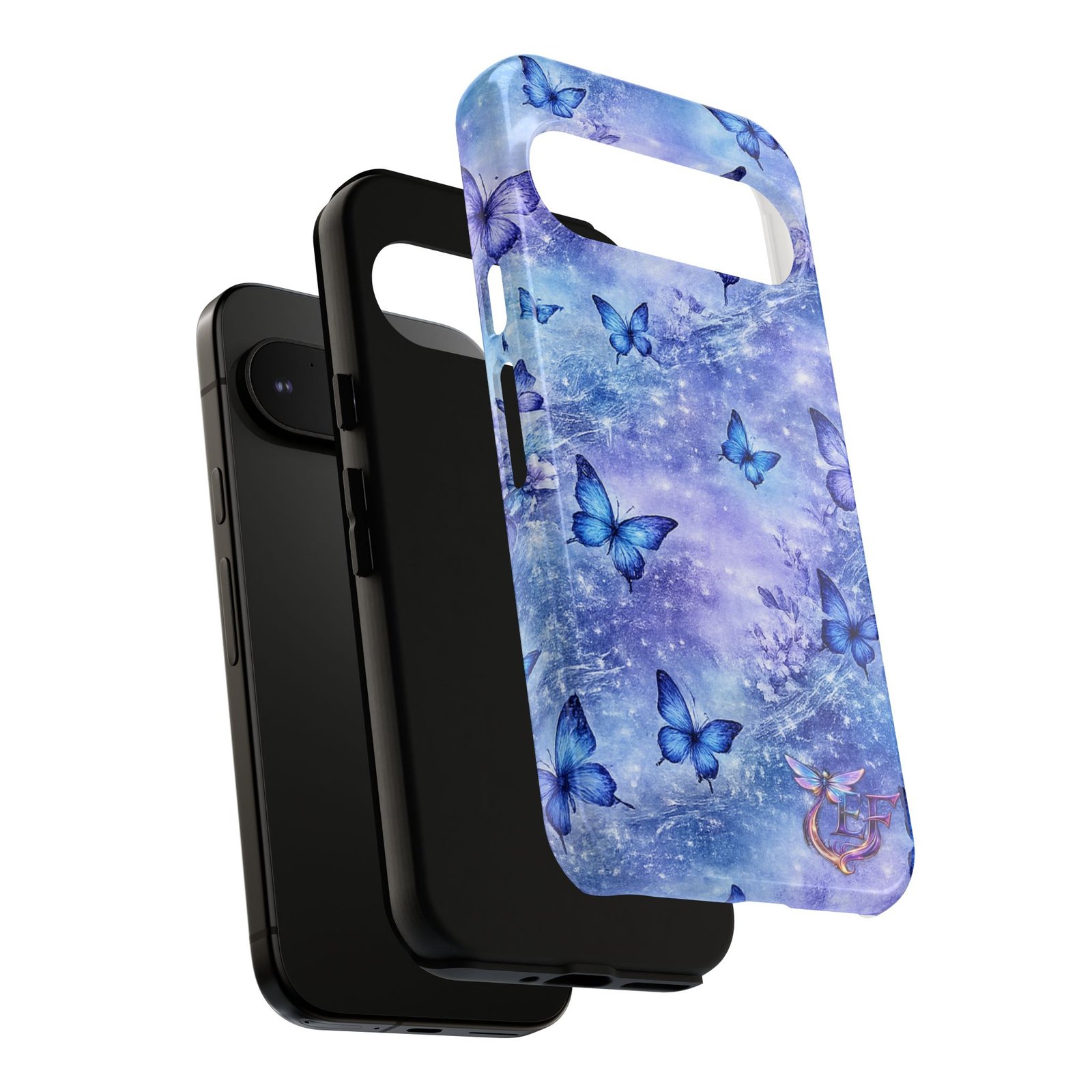 echoflame butterfly galaxy phone case — blue floral tough case echoflame butterfly galaxy phone case — blue floral tough case