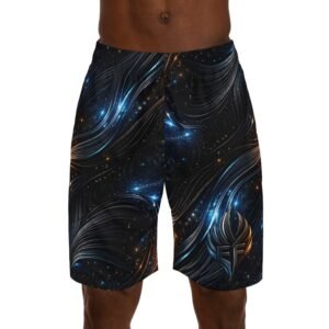 echoflame cosmic flow jogger shorts — galaxy swirl athletic men’s shorts