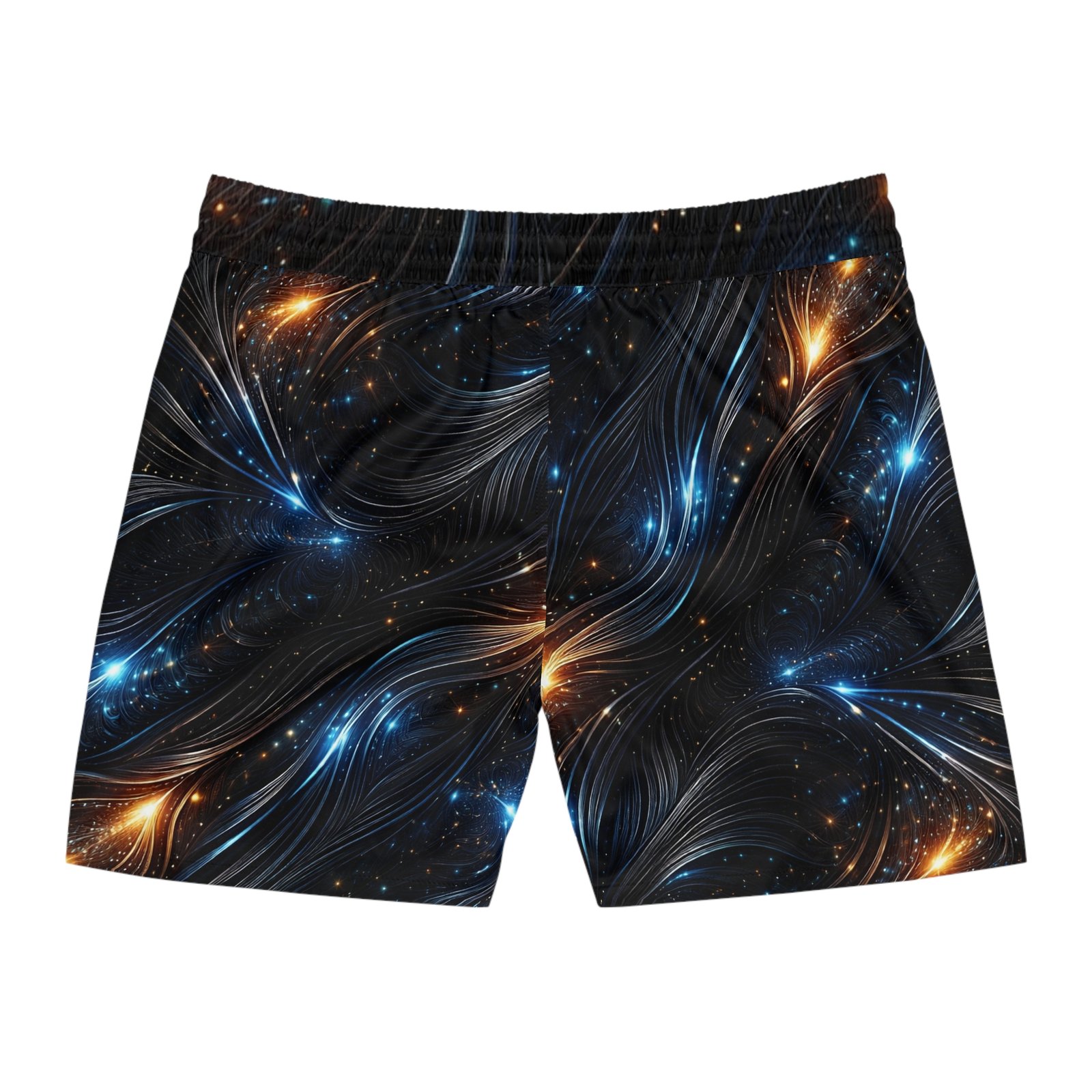 echoflame galaxy swirl swim shorts — men's mid length space print echoflame galaxy swirl swim shorts — men's mid length space print