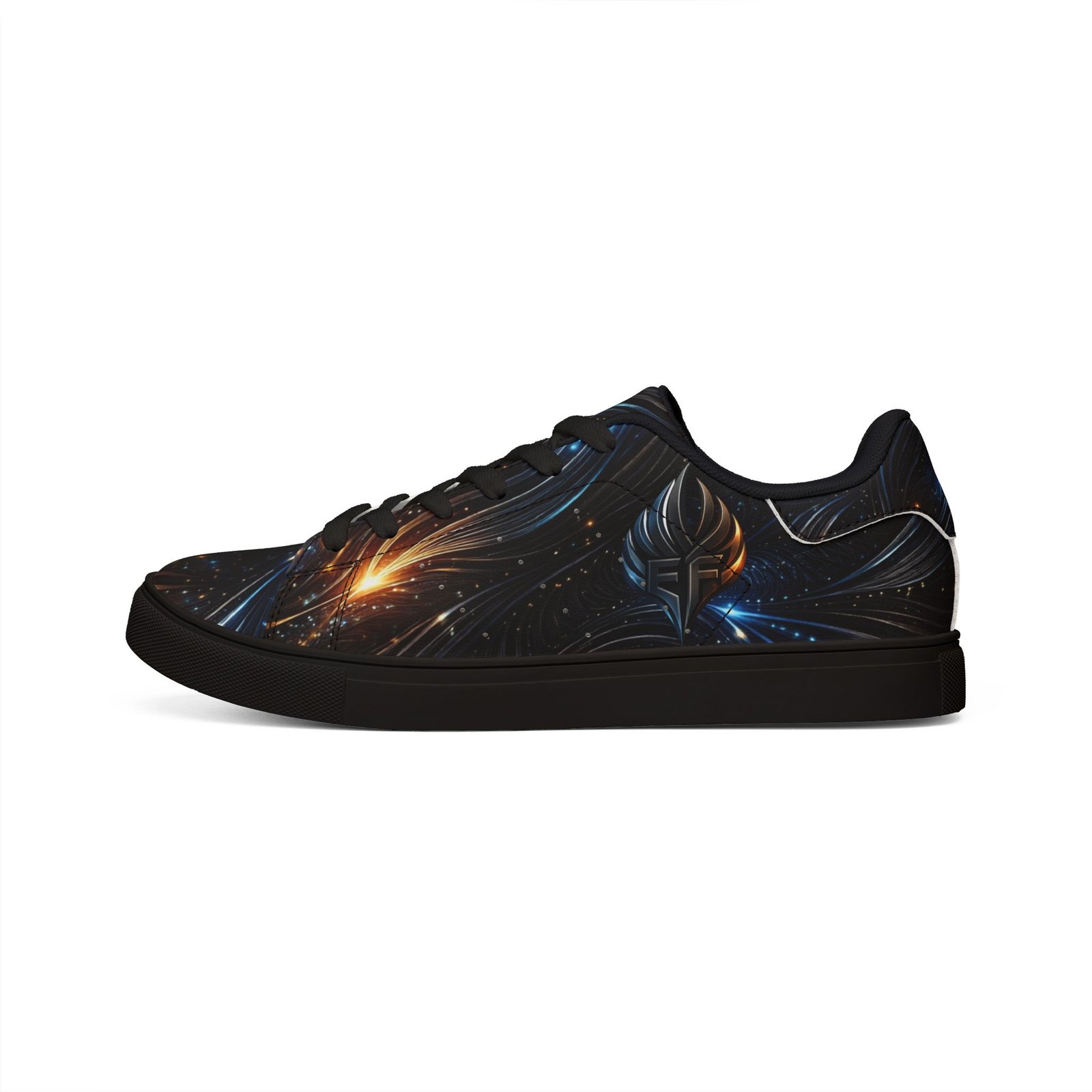 echoflame galaxy burst leather sneakers — men's low top cosmic design echoflame galaxy burst leather sneakers — men's low top cosmic design