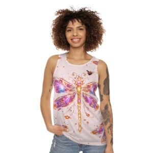echoflame dragonfly watercolor tank top — pink fantasy all over print