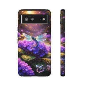 echoflame floral dragonfly galaxy phone case — purple hydrangea protective cover
